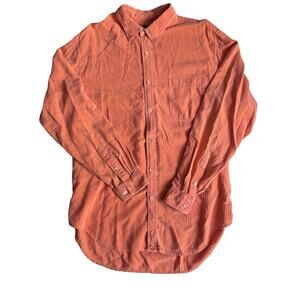 Tommy Bahama L Silk Blend Orange Stripe Shirt Mens L Unisex Beach Vibes